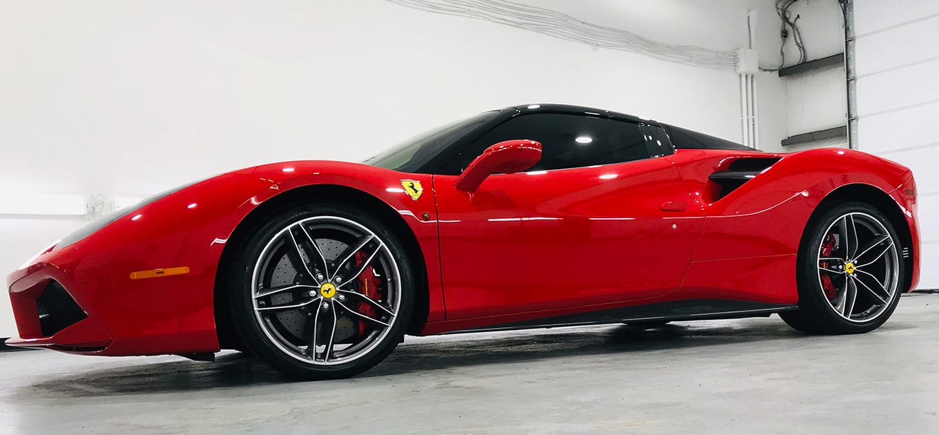 Ferrari 488 with a flawless, mirror-finish ceramic coating