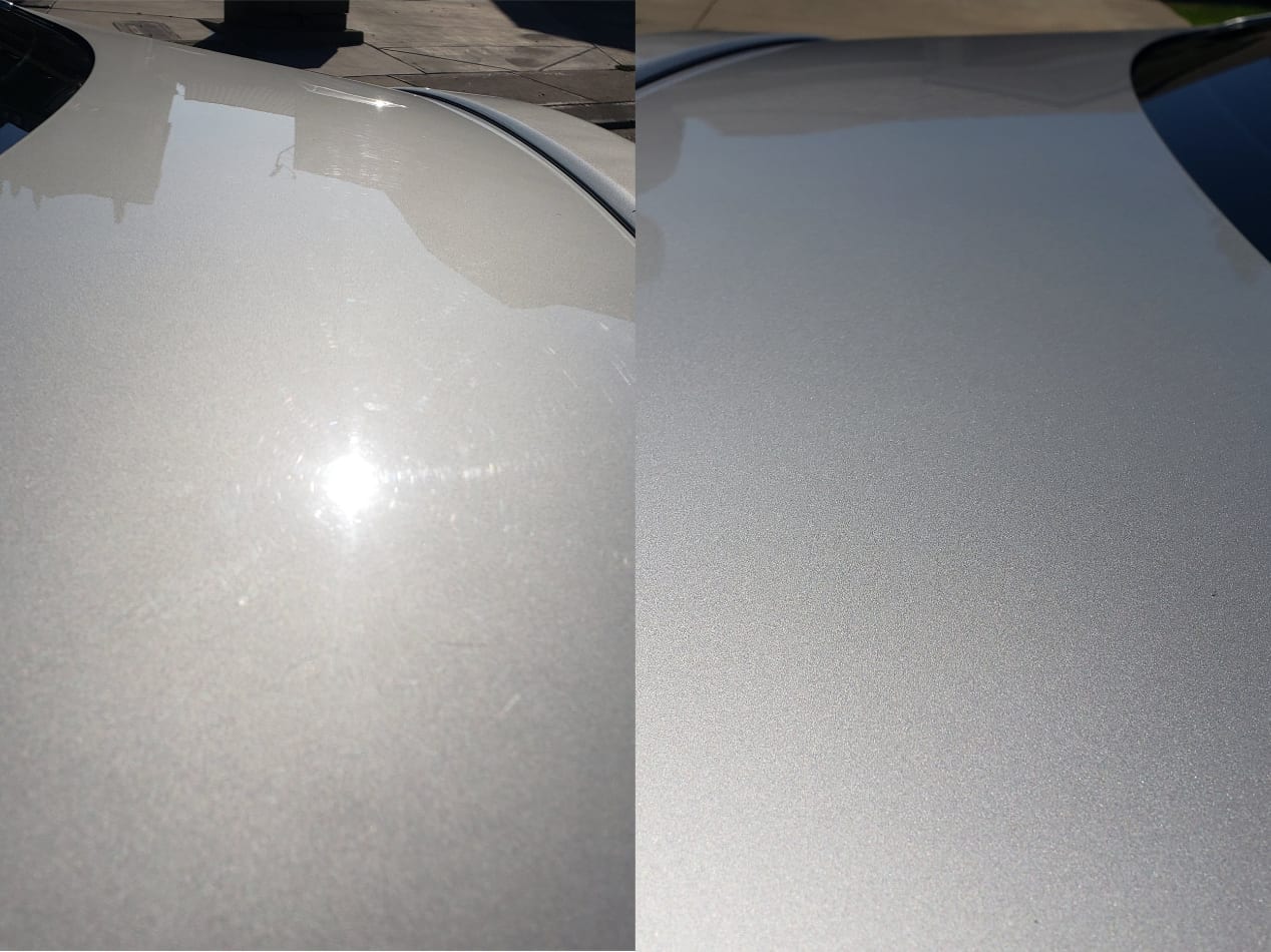 Paint before and after a wash and wax